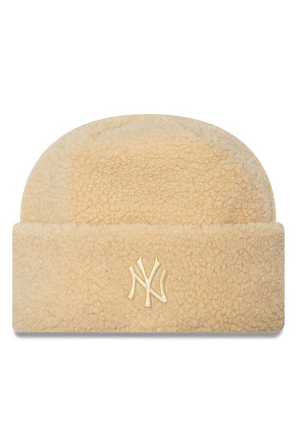 New Era Czapka Borg New York Yankees Cuff Knit Beanie 60580756 Beżowy. Kolor: beżowy. Materiał: materiał, poliester