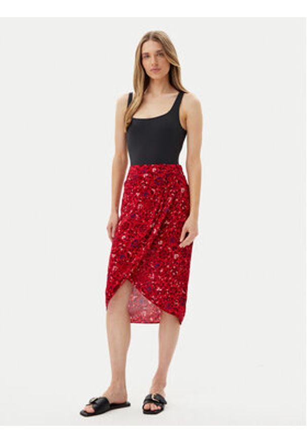 Pepe Jeans Spódnica midi Clau PL901199 Czerwony Slim Fit. Kolor: czerwony. Materiał: wiskoza
