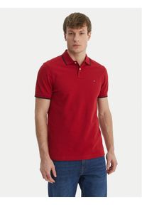 TOMMY HILFIGER - Tommy Hilfiger Polo Pique MW0MW42750 Czerwony Regular Fit. Typ kołnierza: polo. Kolor: czerwony. Materiał: bawełna #1
