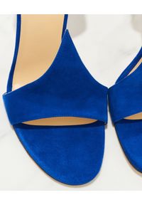 FRANCESCO RUSSO - Niebieskie sandały na szpilce Flame. Kolor: niebieski. Materiał: zamsz. Obcas: na szpilce #7