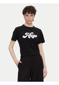 Hugo - HUGO T-Shirt Damacia_4 50539101 Czarny Regular Fit. Kolor: czarny. Materiał: bawełna