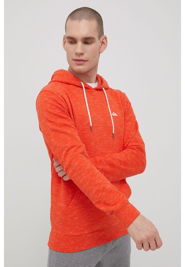 Quiksilver bluza męska kolor pomarańczowy z kapturem melanżowa. Okazja: na co dzień. Typ kołnierza: kaptur. Kolor: pomarańczowy. Materiał: materiał, włókno, bawełna, dzianina. Wzór: melanż. Styl: casual