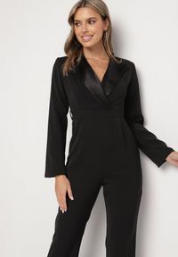 Born2be - Czarny Elegancki Kombinezon o Taliowanym Kroju z Szerokimi Nogawkami Lirraza. Okazja: na spotkanie biznesowe. Kolor: czarny. Długość rękawa: długi rękaw. Długość: długie. Styl: elegancki #3