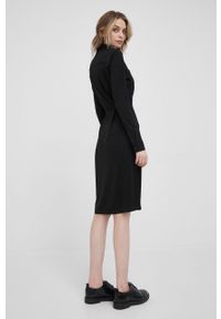 Calvin Klein sukienka kolor czarny mini prosta. Okazja: na co dzień. Kolor: czarny. Materiał: dzianina. Długość rękawa: długi rękaw. Typ sukienki: proste. Styl: casual. Długość: mini #4