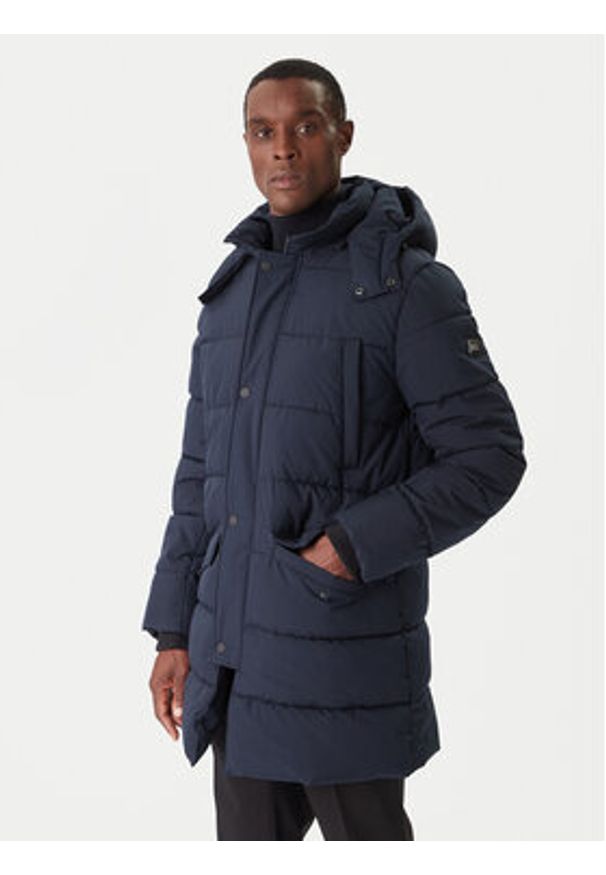 Karl Lagerfeld - KARL LAGERFELD Kurtka zimowa 505035 554586 Granatowy Regular Fit. Typ kołnierza: dekolt w karo. Kolor: niebieski. Materiał: syntetyk. Sezon: zima