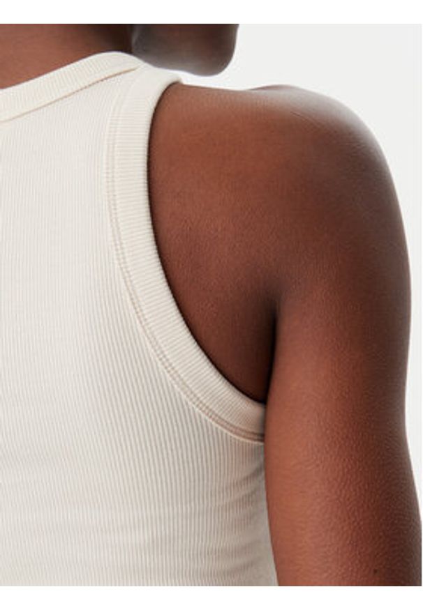 Calvin Klein Jeans Top Monologo J20J225301 Beżowy Slim Fit. Kolor: beżowy. Materiał: bawełna