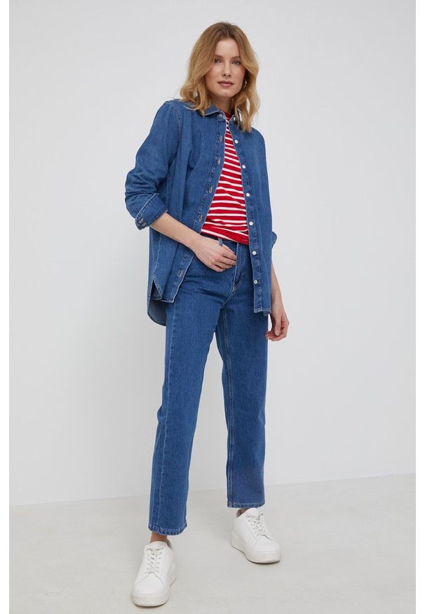 Calvin Klein Jeans Jeansy damskie high waist. Stan: podwyższony. Kolor: niebieski