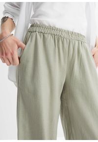 bonprix - Spodnie palazzo z lnu. Kolor: zielony. Materiał: len #3