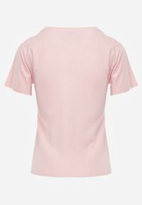 Renee - Różowy Casualowy Bawełniany T-shirt Rivali. Okazja: na co dzień. Kolor: różowy. Materiał: bawełna. Styl: casual #3