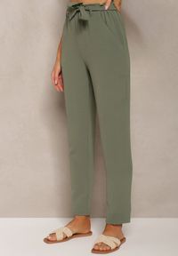 Renee - Zielone Spodnie Regular z Wiązaniem w Pasie Dastaria. Kolor: zielony. Materiał: tkanina. Sezon: lato #3