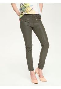 TROLL - Spodnie długie damskie rurki, obcisłe. Okazja: na imprezę, do pracy, na co dzień. Kolor: zielony. Materiał: skóra. Długość: długie. Styl: casual #6