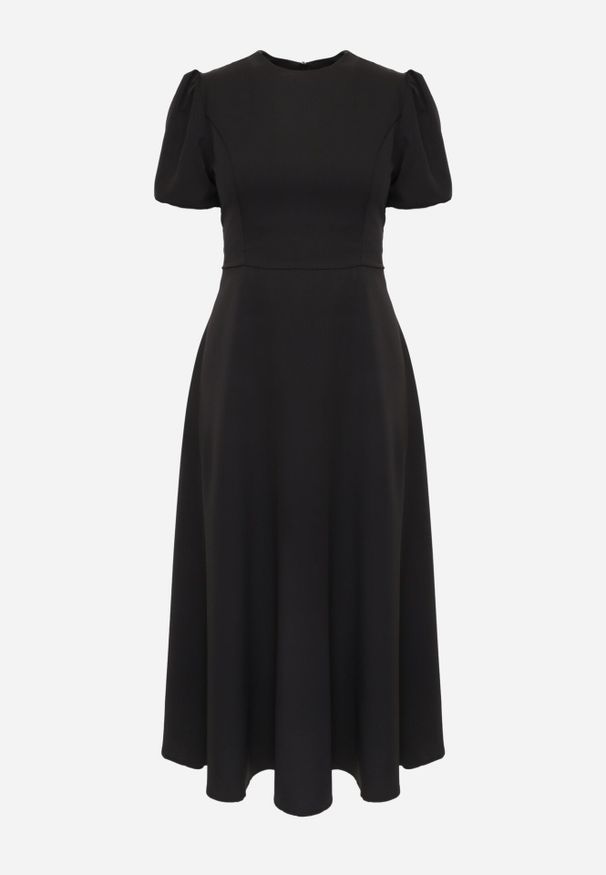 Born2be - Czarna Elegancka Sukienka VICES o Rozkloszowanym Kroju z Krótkim Rękawem Aezith. Okazja: na komunię, na wesele, na ślub cywilny. Kolor: czarny. Długość rękawa: krótki rękaw. Typ sukienki: proste, rozkloszowane. Styl: elegancki