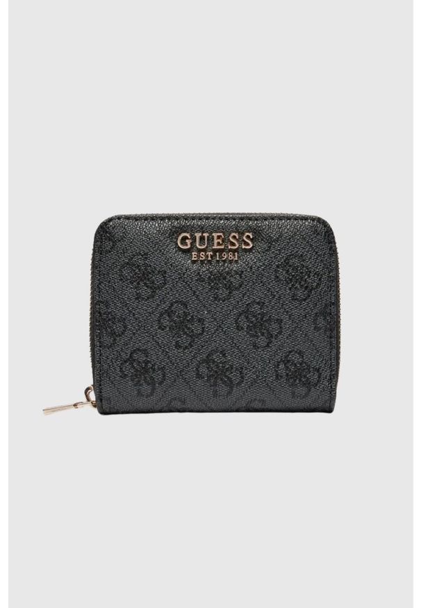 Guess - GUESS Czarny portfel damski Laurel. Kolor: czarny. Materiał: materiał
