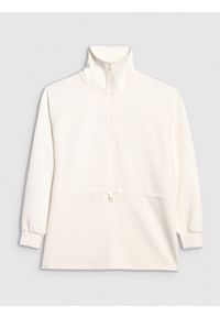 4f - 4F Bluza dresowa nierozpinana z modalem damska - biała S. Kolor: biały. Materiał: dresówka
