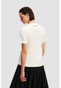 Karl Lagerfeld - KARL LAGERFELD Beżowy damski t-shirt Ikon Sketch Duo, Rozmiar XS. Kolor: beżowy. Materiał: materiał. Wzór: nadruk