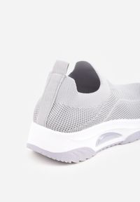 Renee - Szare Casualowe Buty Sportowe na Grubszej Podeszwie Ozdobione Perforacją Fiovena. Okazja: na co dzień. Kolor: szary. Materiał: jeans. Wzór: aplikacja #6