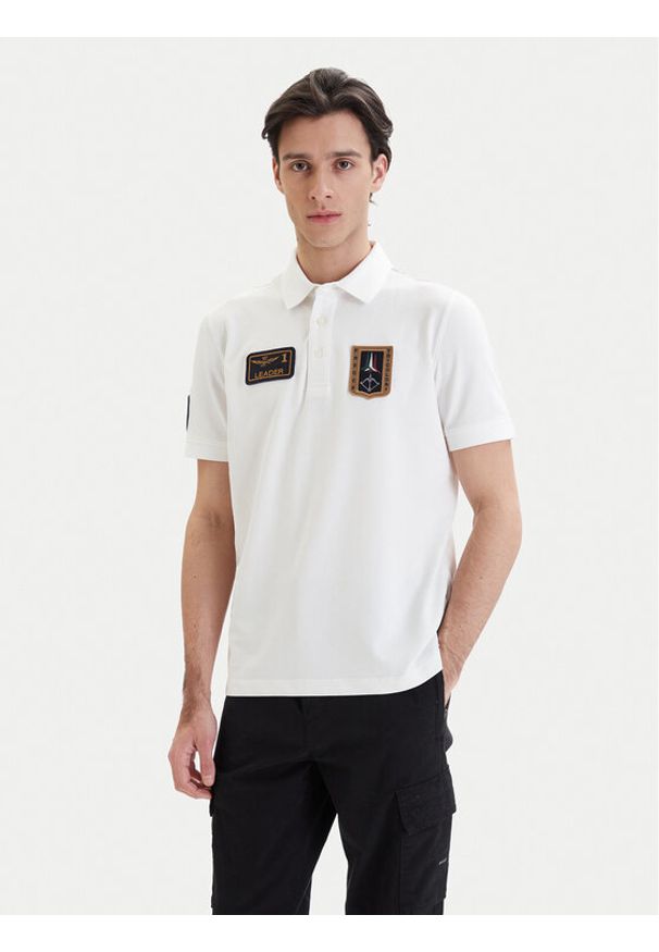 Aeronautica Militare Polo 261PO1927UP00191 Biały Regular Fit. Typ kołnierza: polo. Kolor: biały. Materiał: bawełna