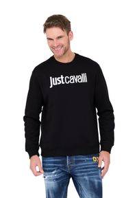 Just Cavalli - JUST CAVALLI Czarna bluza R Logo. Typ kołnierza: bez kaptura. Kolor: czarny #2