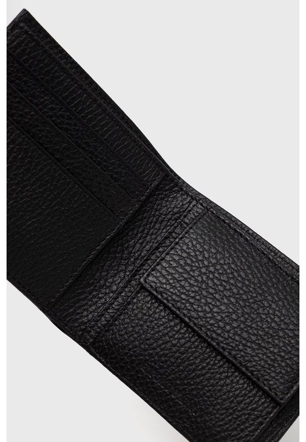 Emporio Armani Portfel skórzany męski kolor czarny. Kolor: czarny. Materiał: skóra. Wzór: gładki