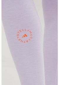 Adidas by Stella McCartney - adidas by Stella McCartney legginsy treningowe damskie kolor fioletowy gładkie. Stan: podwyższony. Kolor: fioletowy. Materiał: skóra, dzianina, materiał. Wzór: gładki. Sport: fitness #4
