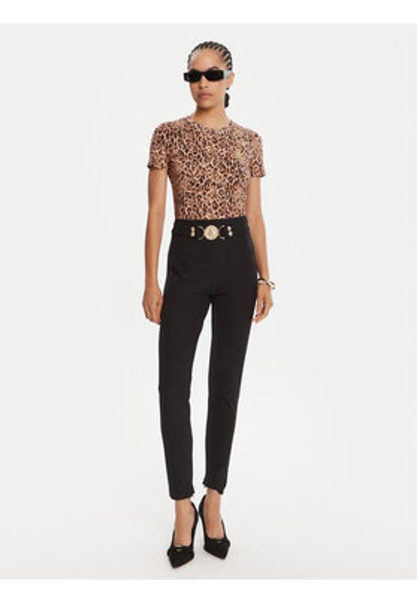 Just Cavalli T-Shirt 79PAHE07 CJ112 Brązowy Slim Fit. Kolor: brązowy. Materiał: bawełna