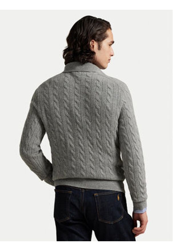 Polo Ralph Lauren Sweter 710974165002 Szary Regular Fit. Typ kołnierza: polo. Kolor: szary. Materiał: wełna