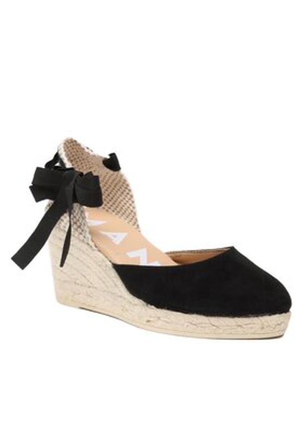 Manebi Espadryle Soft Suede Low Wedge Espadrilles K 1.0 WL Czarny. Kolor: czarny. Materiał: zamsz, skóra