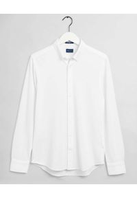 GANT - Biała koszula Slim fit. Kolor: biały. Materiał: tkanina. Długość rękawa: długi rękaw. Długość: długie #1