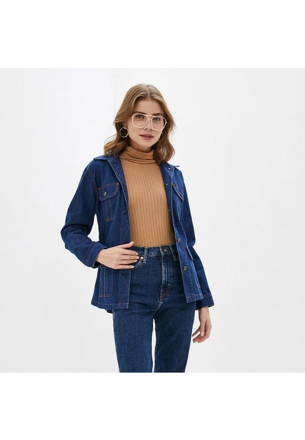 Lee - LEE BELTED JACKET DAMSKA KURTKA JEANSOWA L54OKE36. Materiał: jeans