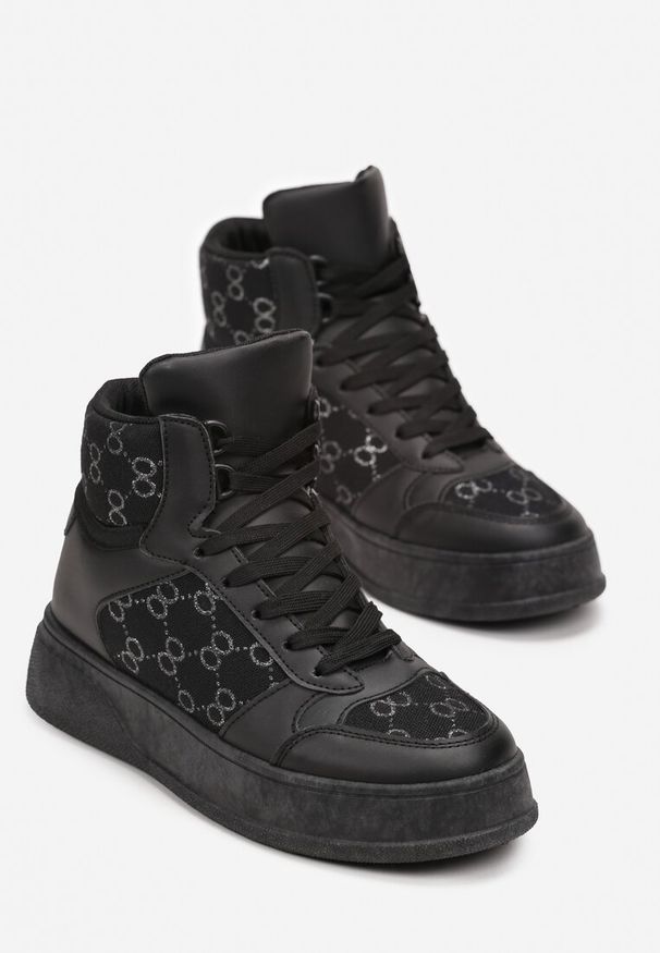 Renee - Czarne Sneakersy na Grubej Podeszwie za Kostkę Melainthe. Wysokość cholewki: za kostkę. Kolor: czarny