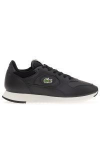 Buty Lacoste Sport Linetrack 746SMA0012-454 - czarne. Okazja: na co dzień. Zapięcie: sznurówki. Kolor: czarny. Materiał: skóra, syntetyk, guma. Szerokość cholewki: normalna. Wzór: aplikacja. Sezon: lato