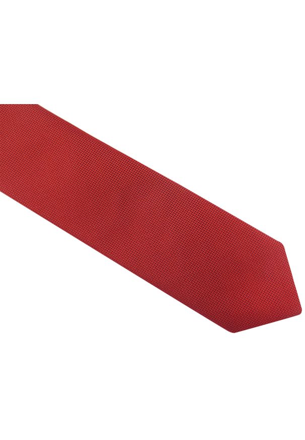 Modini - Czerwony krawat męski w delikatny wzór D39. Kolor: czerwony. Materiał: mikrofibra, materiał, tkanina