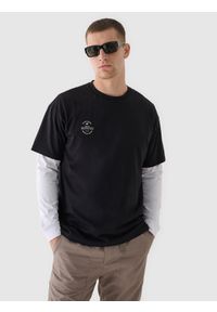 4f - 4F T-shirt oversize gładki uniseks - czarny XXL. Okazja: na co dzień. Kolor: czarny. Materiał: bawełna, jersey, dzianina. Długość rękawa: krótki rękaw. Długość: krótkie. Wzór: gładki. Styl: sportowy, klasyczny, casual