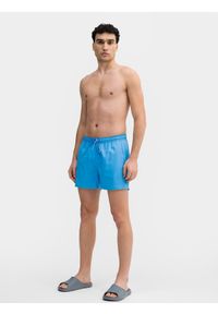 4f - Spodenki kąpielowe boardshorty męskie. Kolor: niebieski. Materiał: włókno, elastan, materiał #1