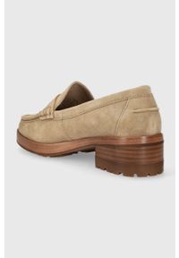 Lauren Ralph Lauren mokasyny zamszowe Wren damskie kolor beżowy na płaskim obcasie 802912324001. Kolor: beżowy. Materiał: zamsz. Obcas: na obcasie. Wysokość obcasa: niski #2