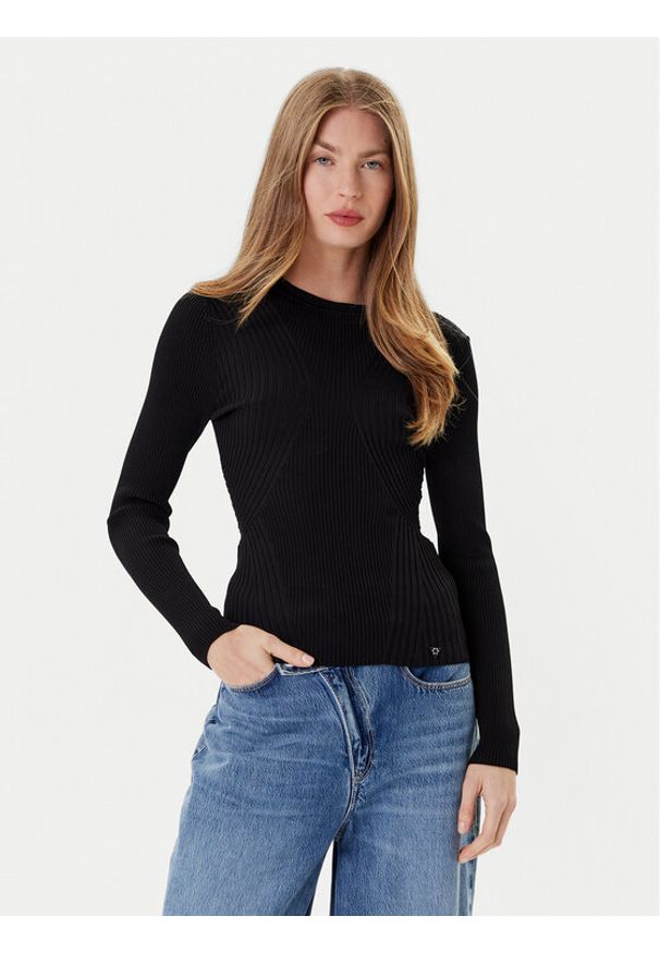 Guess Sweter W5YR08 Z0040 Czarny Slim Fit. Kolor: czarny. Materiał: syntetyk