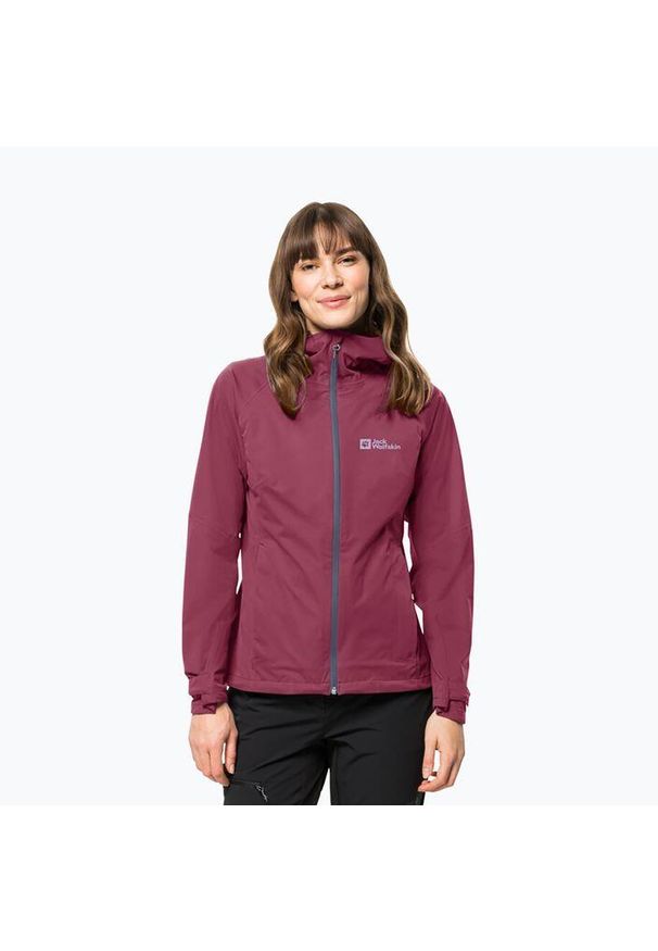 Kurtka przeciwdeszczowa damska Jack Wolfskin Highest Peak. Kolor: czerwony. Sport: turystyka piesza
