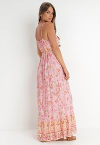 Born2be - Różowa Sukienka z Wiskozy Anastosyne. Kolor: różowy. Materiał: wiskoza. Długość rękawa: na ramiączkach. Wzór: aplikacja. Sezon: lato. Długość: maxi #3