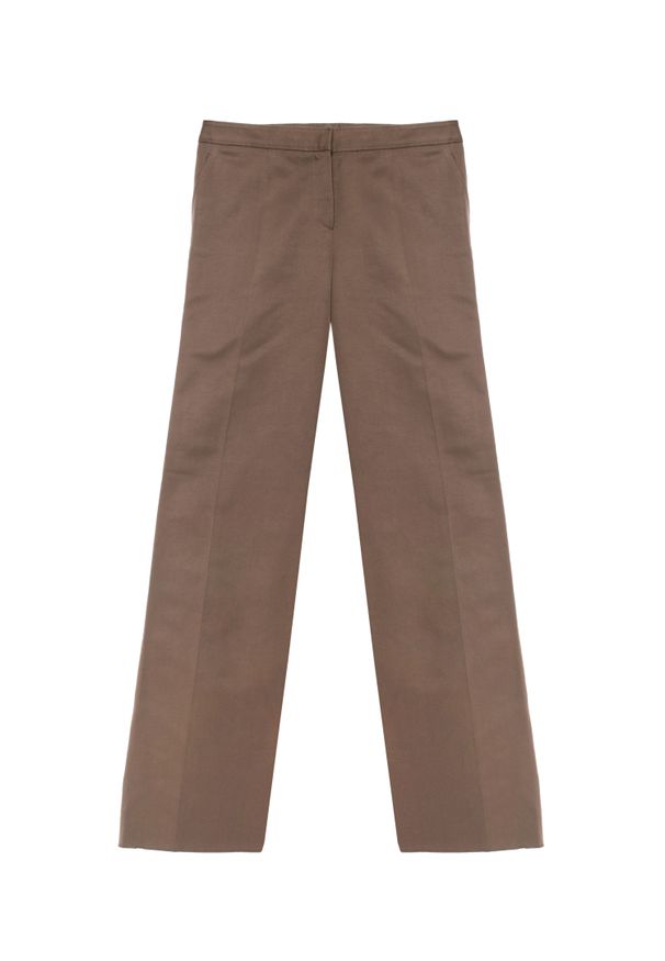 VALENTINO - Beżowe spodnie z jedwabiem. Kolor: beżowy. Materiał: jedwab. Styl: klasyczny