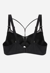 Renee - Czarny Biustonosz z Siateczkową Wstawką i Ozdobnymi Paskami przy Dekolcie Sabesa. Kolor: czarny #3