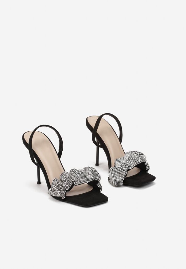 Born2be - Czarne Sandały Iomereia. Zapięcie: bez zapięcia. Kolor: czarny. Materiał: materiał. Styl: glamour