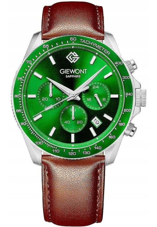 Zegarek Giewont Zegarek Męski Chronograph Sapphire Brązowo Zielony GW3520-A6. Kolor: wielokolorowy, brązowy, zielony