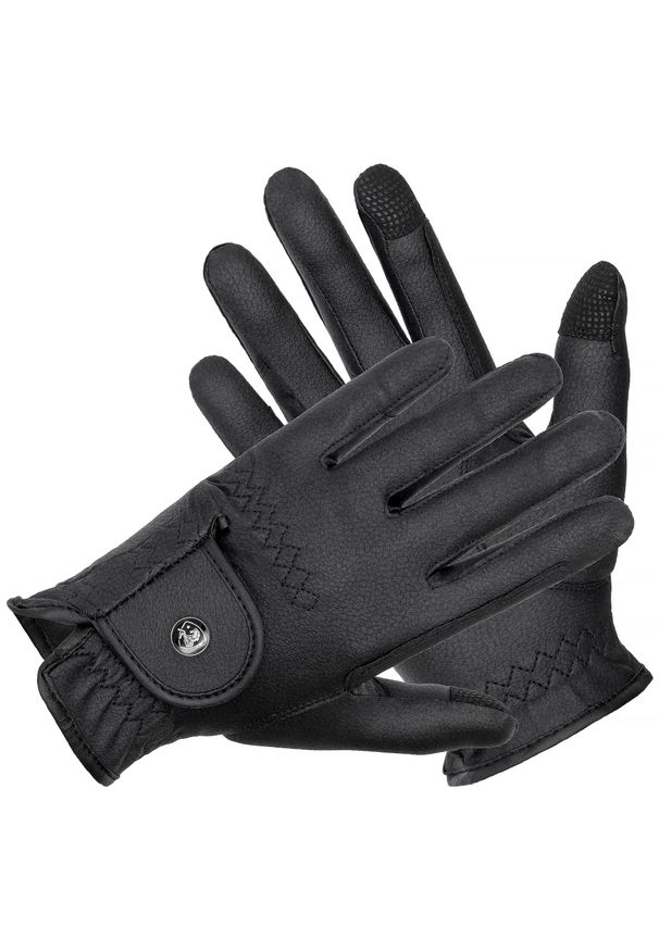 EQUESTRIAN QUEEN - Rękawiczki jeździeckie Equestrian Queen Zanzibar profesjonalne. Kolor: czarny. Sport: jeździectwo