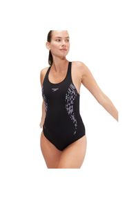 Damski kostium kąpielowy 1-częściowy Speedo Eco+ Placement Muscleback. Kolor: fioletowy, zielony, niebieski, wielokolorowy