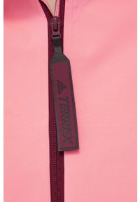 adidas TERREX kurtka przeciwdeszczowa Myshelter damska kolor różowy. Typ kołnierza: kaptur. Kolor: różowy. Materiał: poliester, tkanina, materiał. Wzór: ze splotem, paski