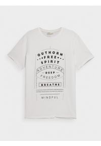 outhorn - T-shirt z nadrukiem męski. Okazja: na co dzień. Materiał: bawełna, dzianina. Wzór: nadruk. Styl: casual