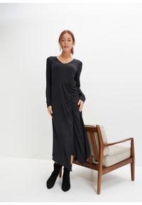 bonprix - Sukienka midi z poliestru z recyklingu. Kolor: czarny. Materiał: poliester. Długość: midi #1