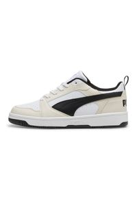 Buty Puma Rebound V6 Low 392328 18 białe. Okazja: na co dzień. Zapięcie: pasek. Kolor: biały. Materiał: syntetyk, materiał, guma, tkanina, skóra. Szerokość cholewki: normalna. Wzór: paski. Sport: koszykówka #5