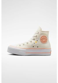 Converse trampki Chuck Taylor All Star Lift HI kolor beżowy A03516C. Nosek buta: okrągły. Kolor: beżowy. Materiał: guma. Obcas: na platformie #6