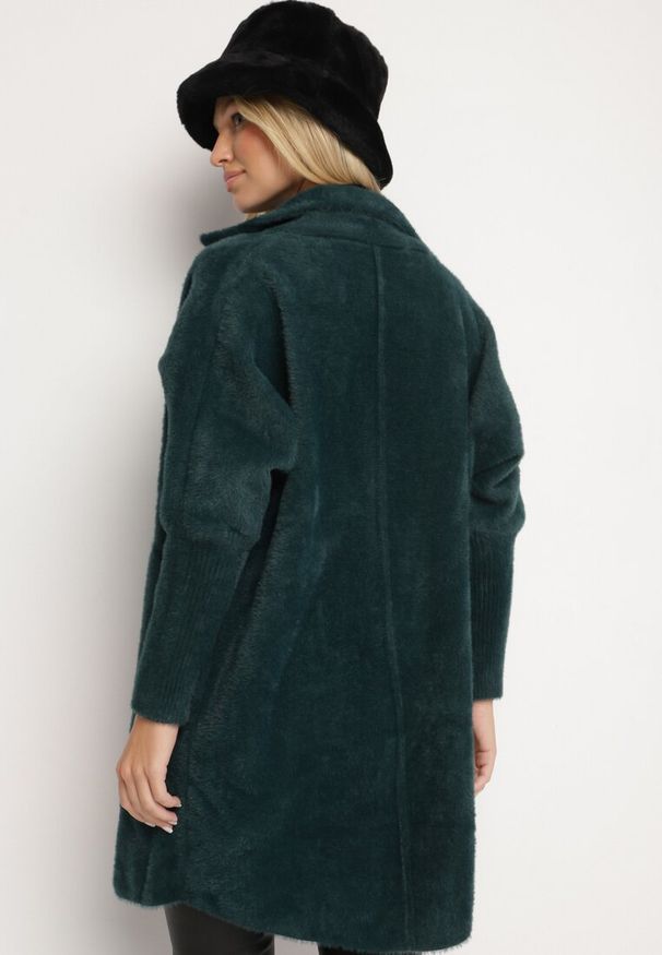 Born2be - Ciemnozielony Płaszcz z Bawełną Oversize Klepheia. Okazja: na co dzień. Kolor: zielony. Materiał: bawełna. Wzór: jednolity. Styl: casual